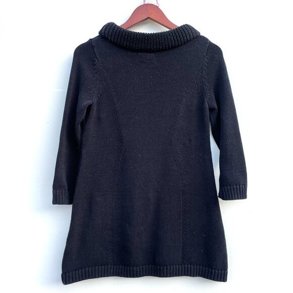 Anthropologie Field Flower Black Tunic Loose Knit Sweater Small - Picture 3 of 7